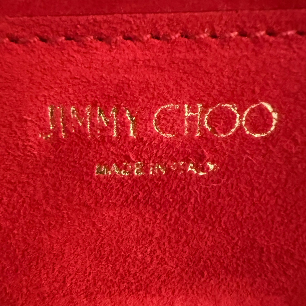 Jimmy Choo Red Suede Chain Shoulder Bag Crossbody with Box & Dust Bag EUC - Picture 12 of 13